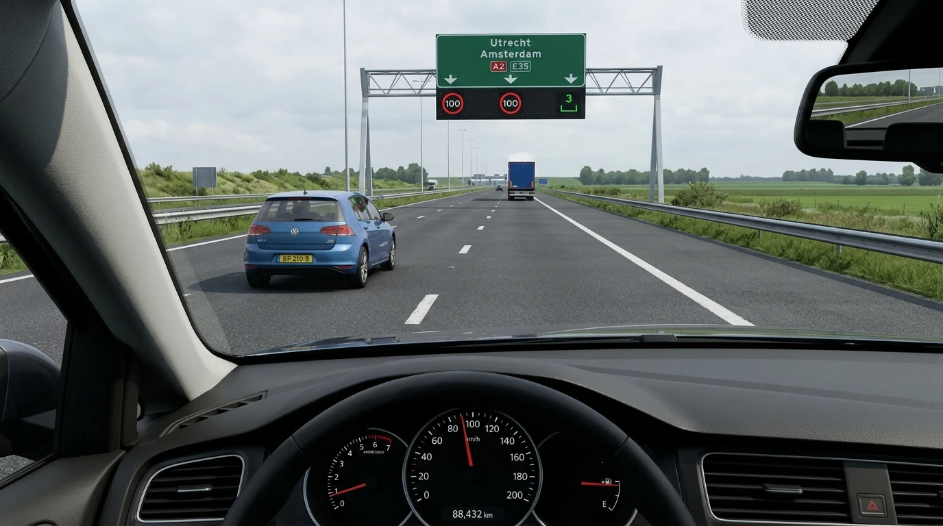 Realistic Dutch driving scenario photograph